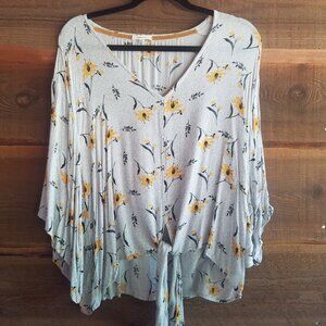 Maurices Floral Dress Shirt HARVEST Flower Flowy Sleeved Blouse Autumn Essential